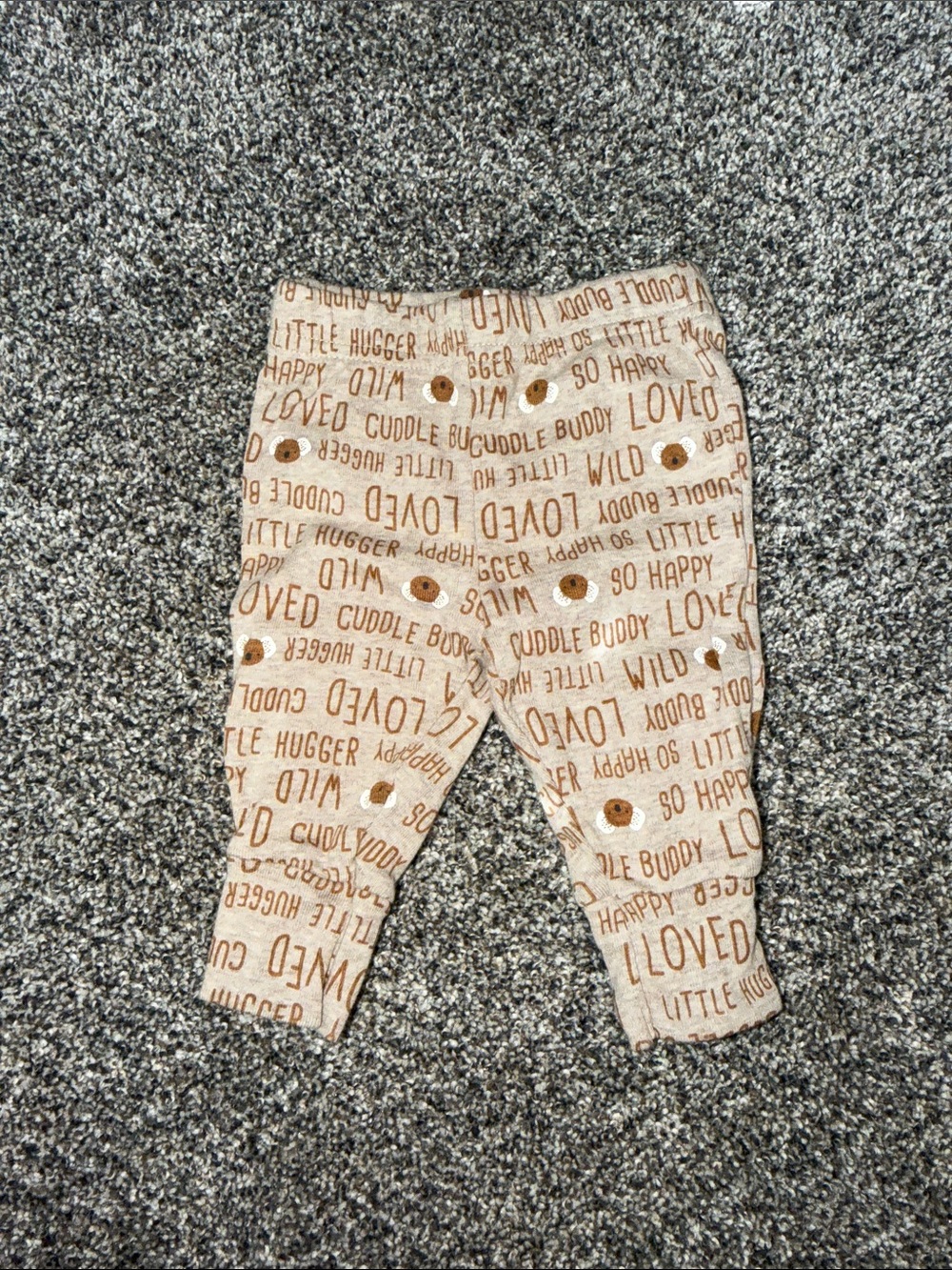 Neutral Beige Baby Jogger Pants with Script Print